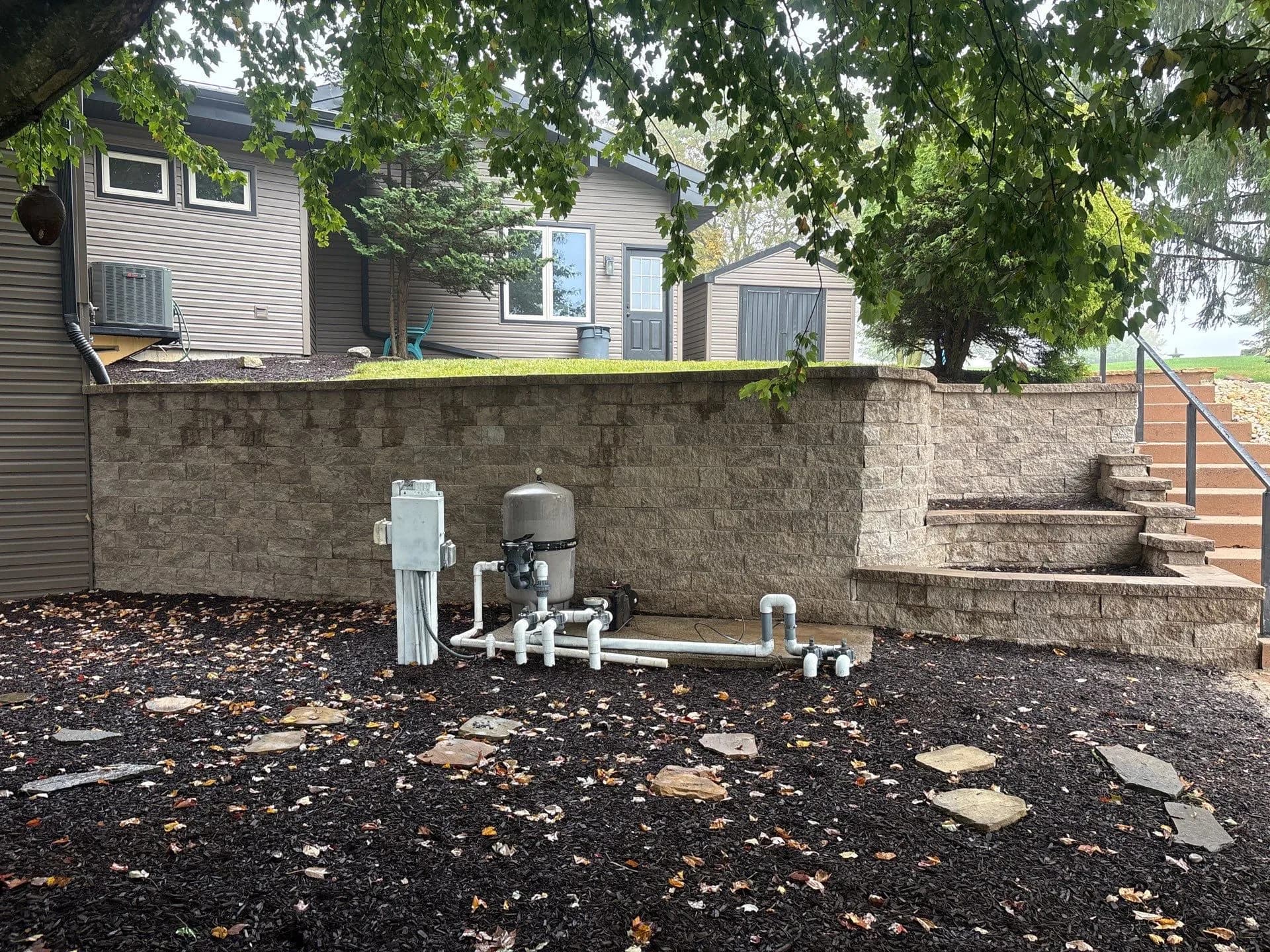 Gallery photos for Block Wall Replacement with Tiered Beds and Fresh Mulch: Image #2