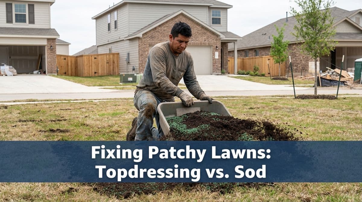 How to Fix Poor Soil & Patchy New-Build Lawns: Topdressing or Sod image